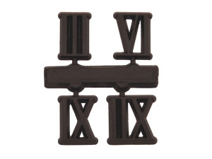 Number set 3-6-9-12, plastic 10mm, black, Roman numerals