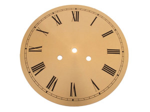 Dial, 3 holes, brass, Roman numerals, dia. 218mm, yellow