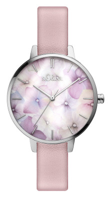 s.Oliver bracelet-montre en similicuir rosé SO-3521-LQ