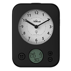 Atlanta 1848/7 black radio controlled alarm clock analogue