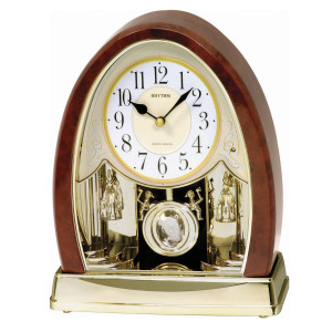 Rhythm 7636 brown table clock with music