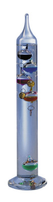 Gallilei Thermometer with 5 balls, gilded metal pendants