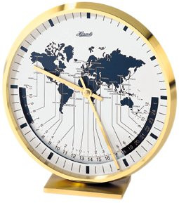 HERMLE horloge de table avec affichage de l'heure mondiale, laiton