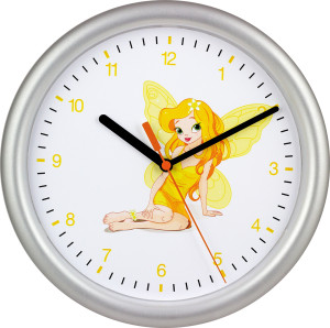 Kids wall clock Fairy yellow