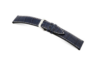 Lederband Saboga 19mm marineblau mit Alligatorprägung