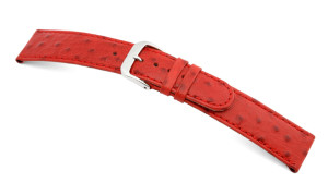 Leather strap Dundee 12mm red with ostrich grain