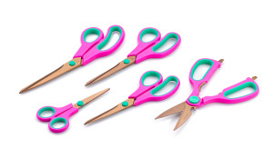 Scissors set, 5 pieces, pink-green