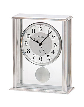 AMS radio pendulum clock Biel, chrome-plated