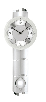 AMS radio pendulum wall clock chrome / aluminum