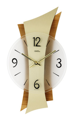 AMS quartz wall clock Remini, beech heartwood