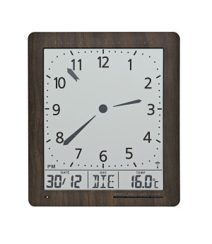 AMS Horloge murale radiofréquence/ Horloge de bureau analogique/ digtial, noir