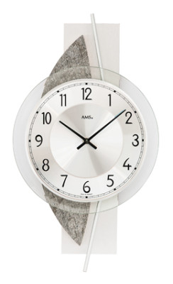 AMS quartz wall clock natural stone / aluminum