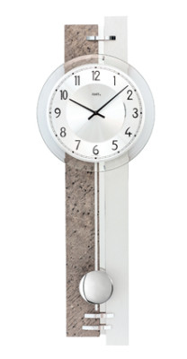 AMS quartz pendulum wall clock natural stone / aluminum