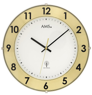 AMS radio-controlled wall clock with aluminum number ring