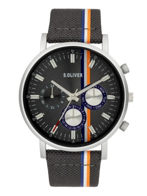 s.Oliver SO-3990-LM bracelet cuir/textile gris 22mm