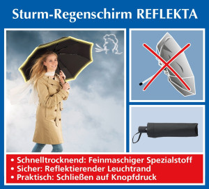 Sturm-Regenschirm Reflekta - schnelltrocknend, stabil und sicher