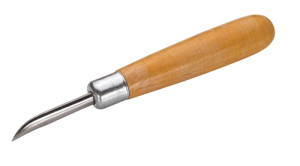 Burnisher with wooden handle, curved