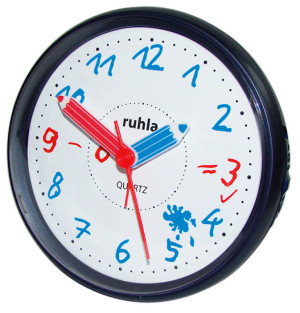 UMR Children's alarm clock, with color pencil hands and sweeping seconds