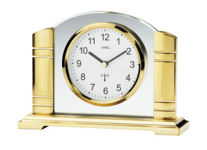 Horloge de table radio-pilotée AMS, modèle Vienne or/argent