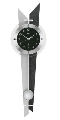 AMS wireless pendulum wall clock slate / aluminum