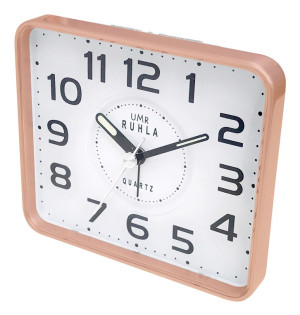 UMR quartz alarm clock rosé, with sweeping seconds and flashing light alarm