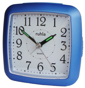 UMR quartz alarm clock blue, with sweeping seconds and luminous hands