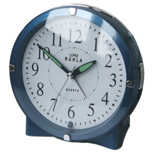 UMR quartz alarm clock blue with sweeping second and light function