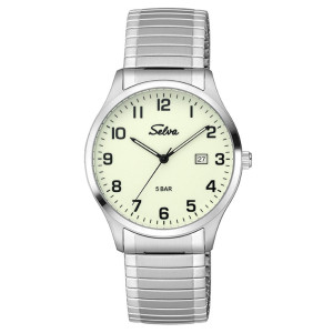 SELVA Quarz-Armbanduhr mit Zugband Zifferblatt leuchtend Ø 39mm