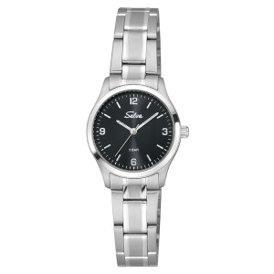 SELVA quartz wristwatch with stainless steel strap, black dial Ø 27mm