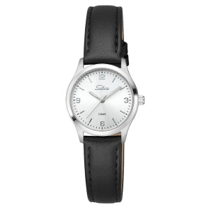 SELVA quartz wristwatch with leather strap Silver dial Ø 27mm