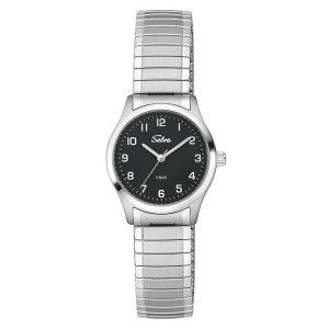 SELVA Quarz-Armbanduhr mit Zugband Zifferblatt schwarz Ø 27mm