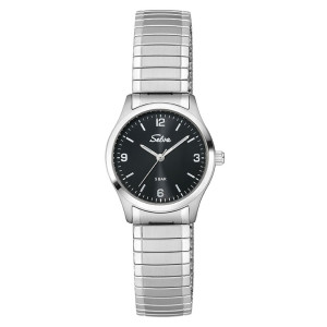 SELVA Quarz-Armbanduhr mit Zugband, Zifferblatt schwarz Ø 27mm
