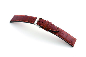 Bracelet en cuir Tampa 12mm acajou avec gaufrage alligator