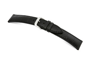 Lederband Jackson 24mm schwarz mit Alligatorprägung