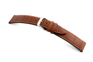 Bracelet cuir Jackson 16mm acajou avec gaufrage alligator