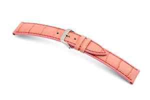 Bracelet cuir Jackson 16mm rose avec gaufrage alligator