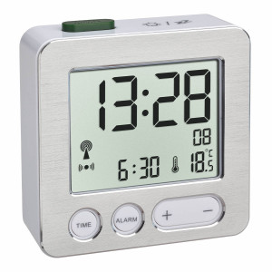 TFA radio controlled alarm clock digital, silver