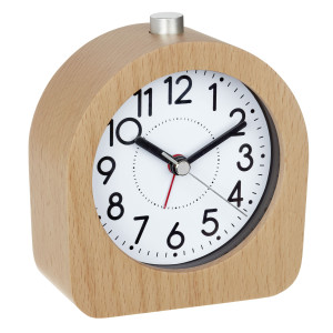 Analog alarm clock with beech frame