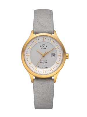 Uhren Manufaktur Ruhla - Watch Solar Ø 30mm titanium/ leather strap vegan grey