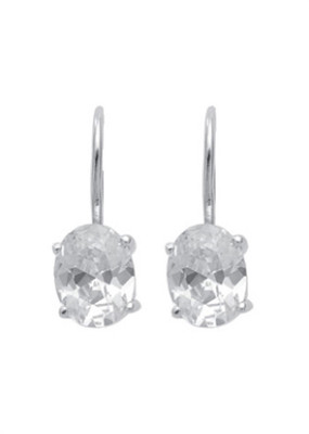 Dropped earrings with clevis silver 925/rh, zirconia