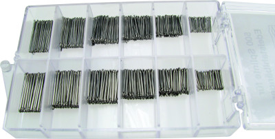 Assortiment de goupille fendue assorties en acier inoxydable longueur 10,00-20,00mm Ø 0,80-1,00mm, contenu 500 pcs.