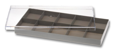 Kunststoffbox grau mit 10 Fächern