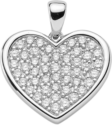 Pendant silver 925/rh, heart, zirconia