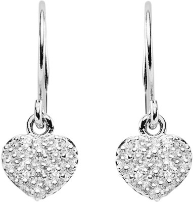 Earrings silver 925/rh, heart, zirconia