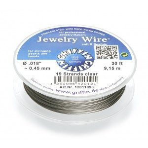 Jewellery wire stainless steel plastic casing/transparent Ø 0,45mm -9,15m