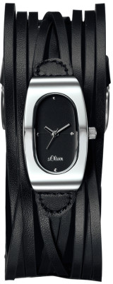 s.Oliver bracelet-montre en cuir noir SO-1295-LQ