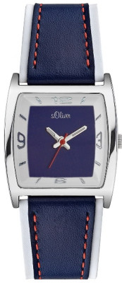 s.Oliver bracelet-montre en cuir bleu SO-2124-LQ