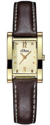 s.Oliver bracelet-montre en cuir véritable brun SO-1131-LQ