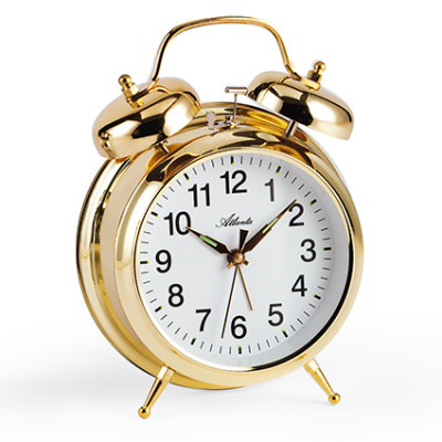 Atlanta 1060/9 gold Mechanical alarm clock with luminous numbers