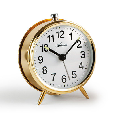 Atlanta 1051/9 gold Mechanical alarm clock with luminous hands